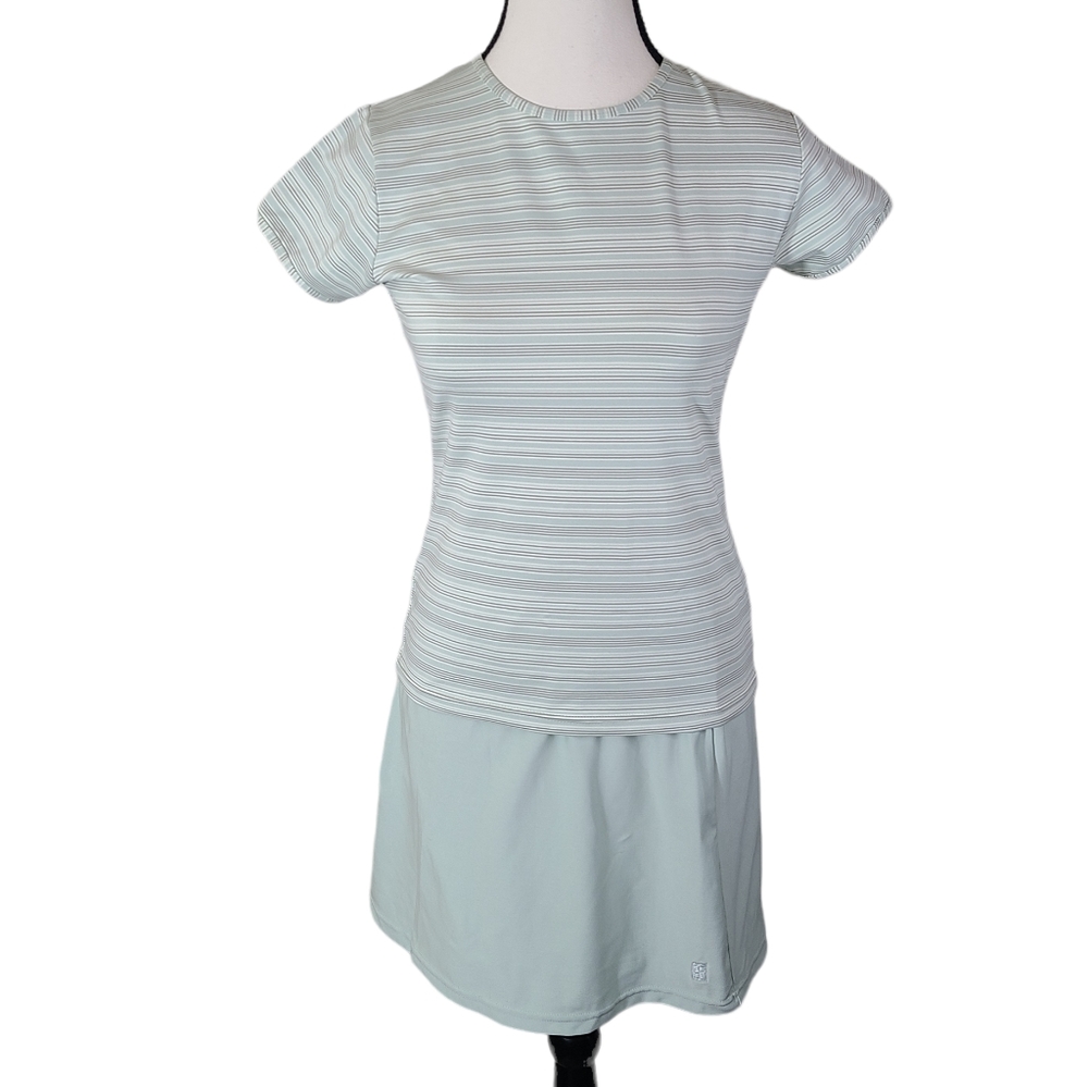 Vintage Nike Dri-Fit light green striped golf tennis top and skort set Small